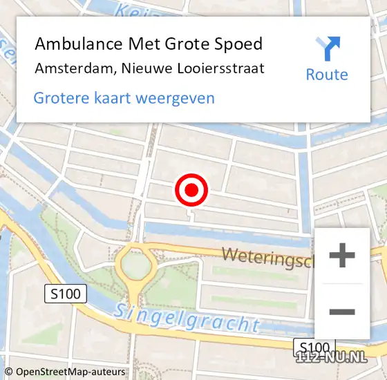 Locatie op kaart van de 112 melding: Ambulance Met Grote Spoed Naar Amsterdam, Nieuwe Looiersstraat op 19 mei 2023 22:24