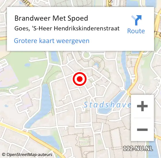 Locatie op kaart van de 112 melding: Brandweer Met Spoed Naar Goes, 'S-Heer Hendrikskinderenstraat op 26 augustus 2014 02:41