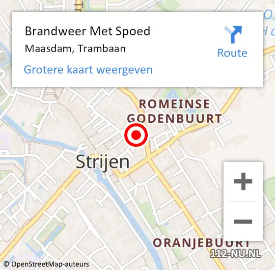 Locatie op kaart van de 112 melding: Brandweer Met Spoed Naar Maasdam, Trambaan op 19 mei 2023 23:05