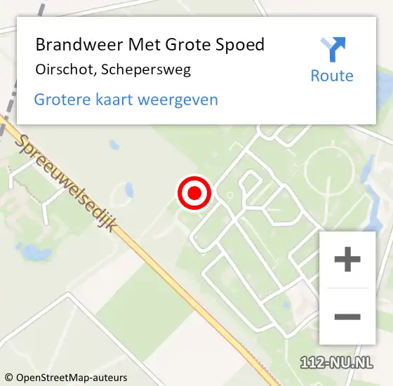 Locatie op kaart van de 112 melding: Brandweer Met Grote Spoed Naar Oirschot, Schepersweg op 19 mei 2023 23:15