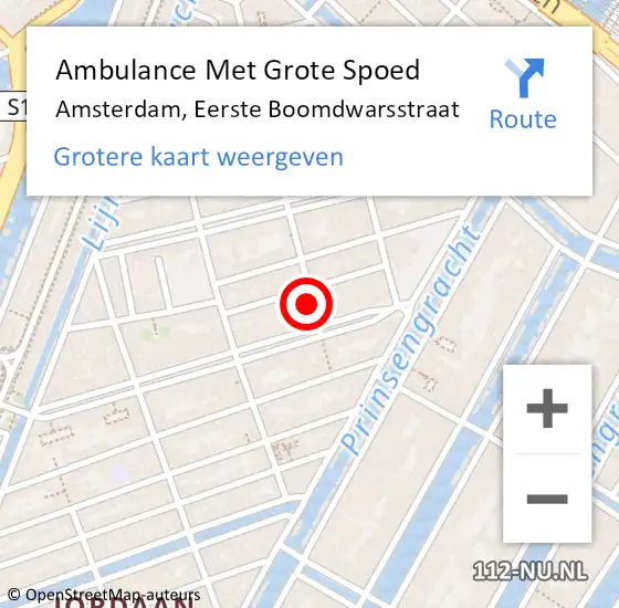 Locatie op kaart van de 112 melding: Ambulance Met Grote Spoed Naar Amsterdam, Eerste Boomdwarsstraat op 19 mei 2023 23:18