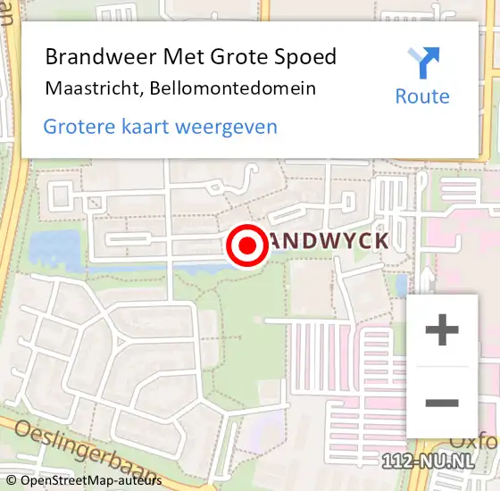 Locatie op kaart van de 112 melding: Brandweer Met Grote Spoed Naar Maastricht, Bellomontedomein op 19 mei 2023 23:30