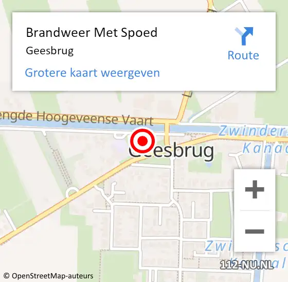 Locatie op kaart van de 112 melding: Brandweer Met Spoed Naar Geesbrug op 19 mei 2023 23:52