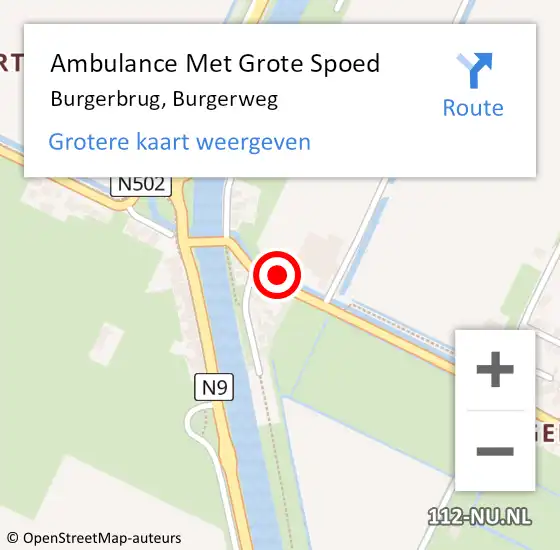 Locatie op kaart van de 112 melding: Ambulance Met Grote Spoed Naar Burgerbrug, Burgerweg op 20 mei 2023 00:19