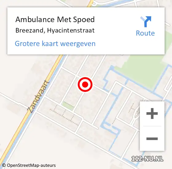 Locatie op kaart van de 112 melding: Ambulance Met Spoed Naar Breezand, Hyacintenstraat op 20 mei 2023 01:17