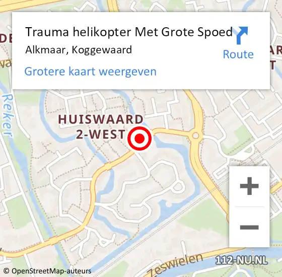 Locatie op kaart van de 112 melding: Trauma helikopter Met Grote Spoed Naar Alkmaar, Koggewaard op 20 mei 2023 01:24