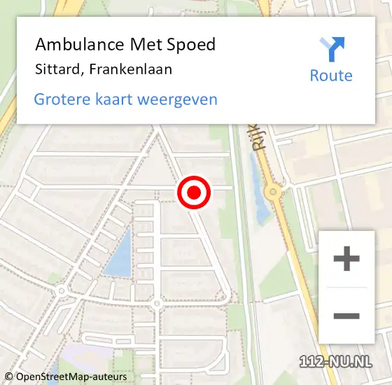 Locatie op kaart van de 112 melding: Ambulance Met Spoed Naar Sittard, Frankenlaan op 26 augustus 2014 03:16