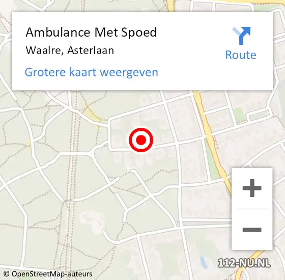 Locatie op kaart van de 112 melding: Ambulance Met Spoed Naar Waalre, Asterlaan op 26 augustus 2014 03:17