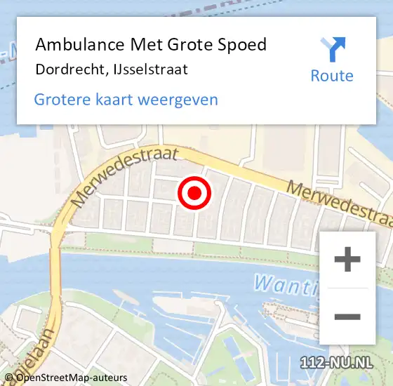 Locatie op kaart van de 112 melding: Ambulance Met Grote Spoed Naar Dordrecht, IJsselstraat op 20 mei 2023 01:41