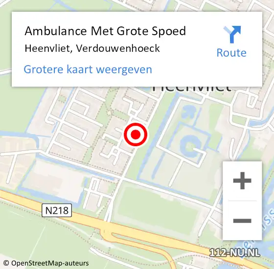 Locatie op kaart van de 112 melding: Ambulance Met Grote Spoed Naar Heenvliet, Verdouwenhoeck op 20 mei 2023 03:18