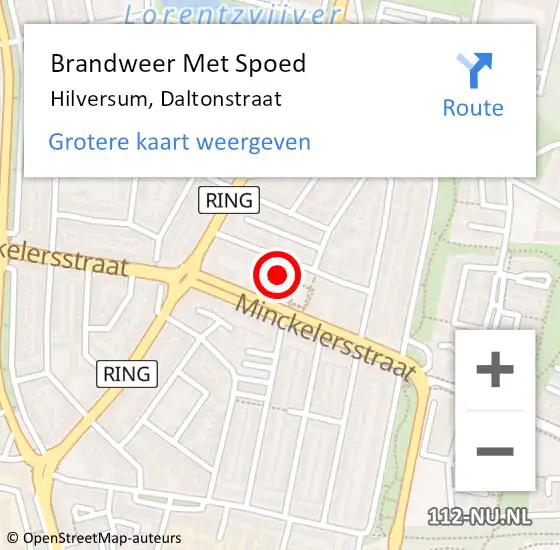 Locatie op kaart van de 112 melding: Brandweer Met Spoed Naar Hilversum, Daltonstraat op 20 mei 2023 03:40