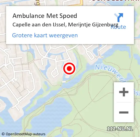 Locatie op kaart van de 112 melding: Ambulance Met Spoed Naar Capelle aan den IJssel, Merijntje Gijzenburg op 20 mei 2023 04:00