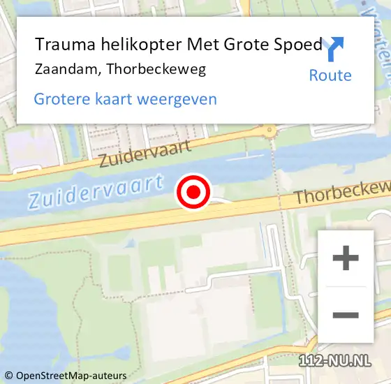 Locatie op kaart van de 112 melding: Trauma helikopter Met Grote Spoed Naar Zaandam, Thorbeckeweg op 20 mei 2023 04:04