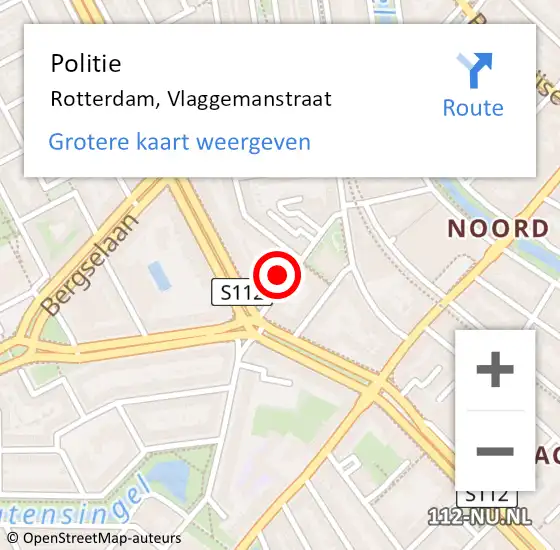 Locatie op kaart van de 112 melding: Politie Rotterdam, Vlaggemanstraat op 20 mei 2023 04:06