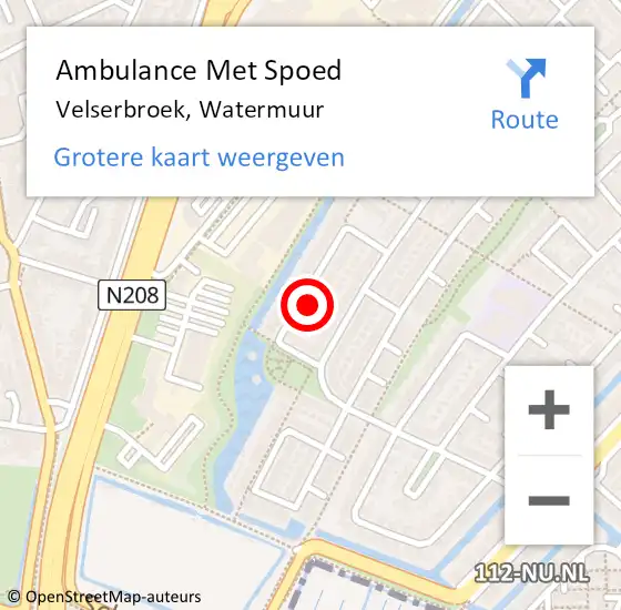 Locatie op kaart van de 112 melding: Ambulance Met Spoed Naar Velserbroek, Watermuur op 20 mei 2023 04:58