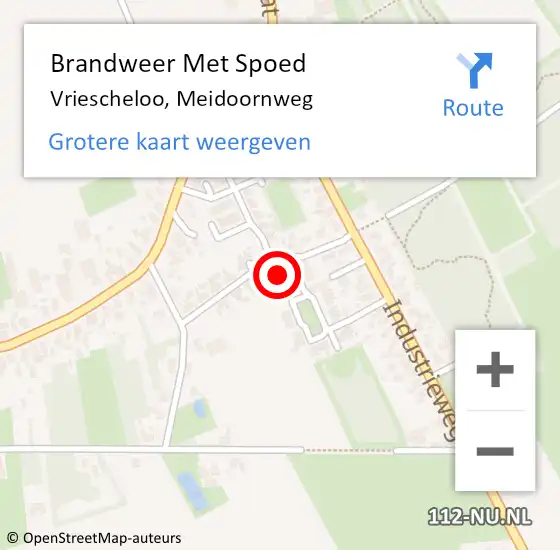 Locatie op kaart van de 112 melding: Brandweer Met Spoed Naar Vriescheloo, Meidoornweg op 20 mei 2023 05:41