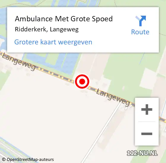 Locatie op kaart van de 112 melding: Ambulance Met Grote Spoed Naar Ridderkerk, Langeweg op 20 mei 2023 06:14