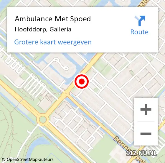 Locatie op kaart van de 112 melding: Ambulance Met Spoed Naar Hoofddorp, Galleria op 20 mei 2023 08:25