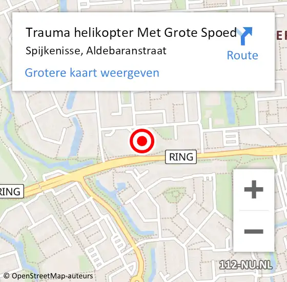 Locatie op kaart van de 112 melding: Trauma helikopter Met Grote Spoed Naar Spijkenisse, Aldebaranstraat op 20 mei 2023 08:34