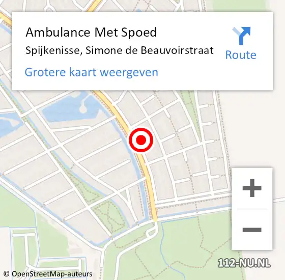 Locatie op kaart van de 112 melding: Ambulance Met Spoed Naar Spijkenisse, Simone de Beauvoirstraat op 20 mei 2023 09:09