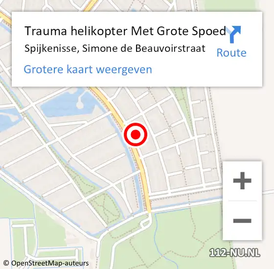 Locatie op kaart van de 112 melding: Trauma helikopter Met Grote Spoed Naar Spijkenisse, Simone de Beauvoirstraat op 20 mei 2023 09:12