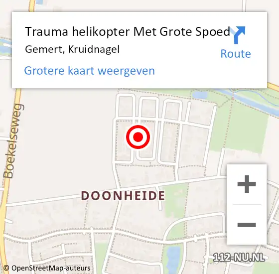 Locatie op kaart van de 112 melding: Trauma helikopter Met Grote Spoed Naar Gemert, Kruidnagel op 20 mei 2023 09:18