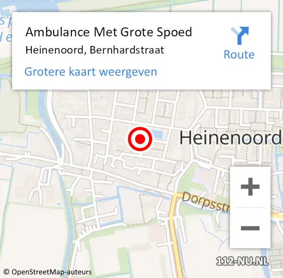 Locatie op kaart van de 112 melding: Ambulance Met Grote Spoed Naar Heinenoord, Bernhardstraat op 20 mei 2023 09:22