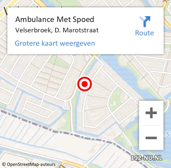 Locatie op kaart van de 112 melding: Ambulance Met Spoed Naar Velserbroek, D. Marotstraat op 20 mei 2023 09:30