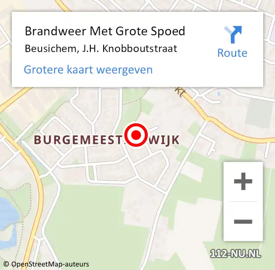 Locatie op kaart van de 112 melding: Brandweer Met Grote Spoed Naar Beusichem, J.H. Knobboutstraat op 20 mei 2023 09:42