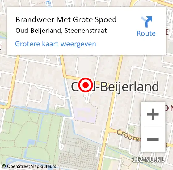 Locatie op kaart van de 112 melding: Brandweer Met Grote Spoed Naar Oud-Beijerland, Steenenstraat op 20 mei 2023 10:15