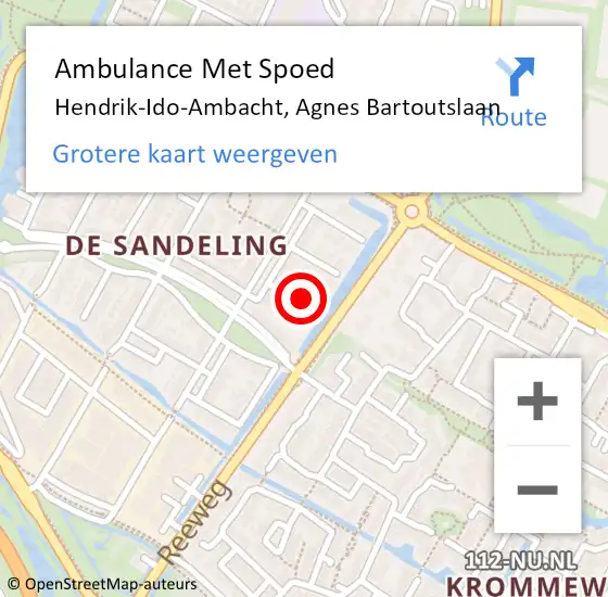 Locatie op kaart van de 112 melding: Ambulance Met Spoed Naar Hendrik-Ido-Ambacht, Agnes Bartoutslaan op 20 mei 2023 10:22