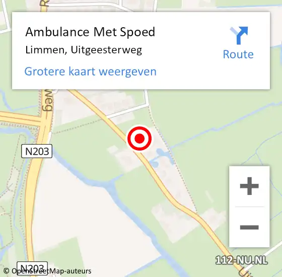 Locatie op kaart van de 112 melding: Ambulance Met Spoed Naar Limmen, Uitgeesterweg op 20 mei 2023 10:29