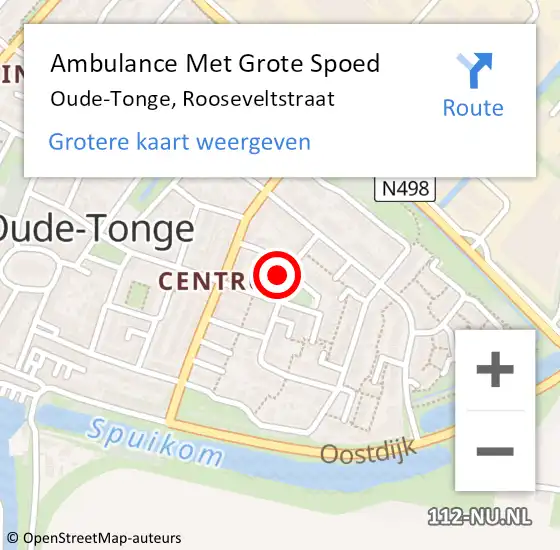 Locatie op kaart van de 112 melding: Ambulance Met Grote Spoed Naar Oude-Tonge, Rooseveltstraat op 20 mei 2023 10:43