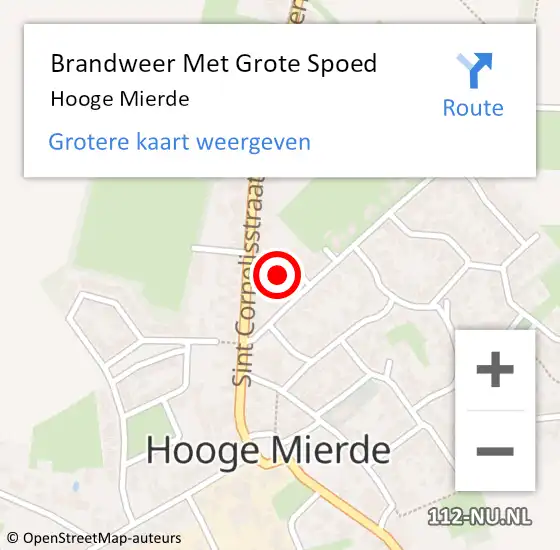 Locatie op kaart van de 112 melding: Brandweer Met Grote Spoed Naar Hooge Mierde op 20 mei 2023 10:54