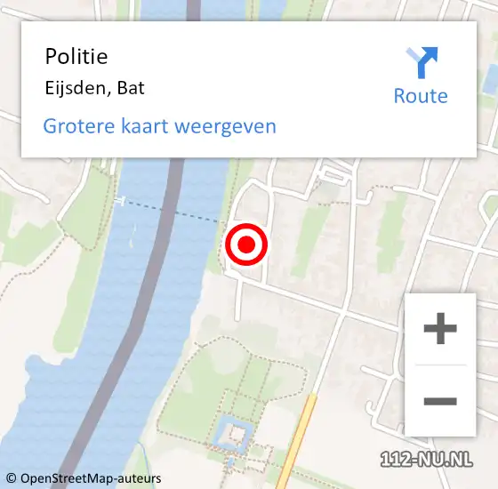 Locatie op kaart van de 112 melding: Politie Eijsden, Bat op 20 mei 2023 11:10