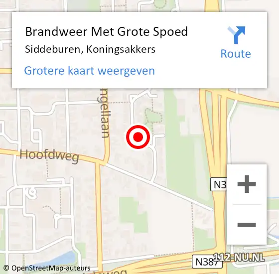 Locatie op kaart van de 112 melding: Brandweer Met Grote Spoed Naar Siddeburen, Koningsakkers op 20 mei 2023 11:30