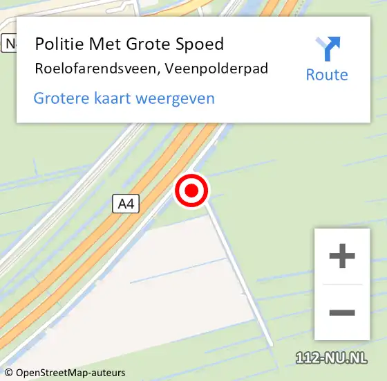 Locatie op kaart van de 112 melding: Politie Met Grote Spoed Naar Roelofarendsveen, Veenpolderpad op 20 mei 2023 12:35