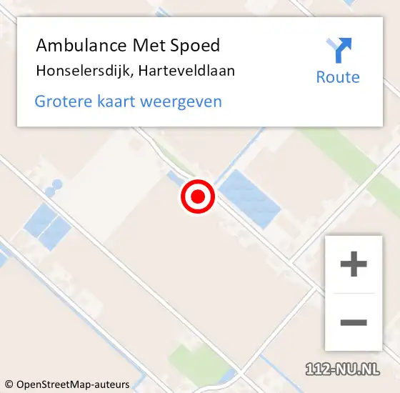 Locatie op kaart van de 112 melding: Ambulance Met Spoed Naar Honselersdijk, Harteveldlaan op 20 mei 2023 12:38