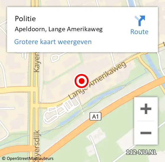 Locatie op kaart van de 112 melding: Politie Apeldoorn, Lange Amerikaweg op 20 mei 2023 13:27