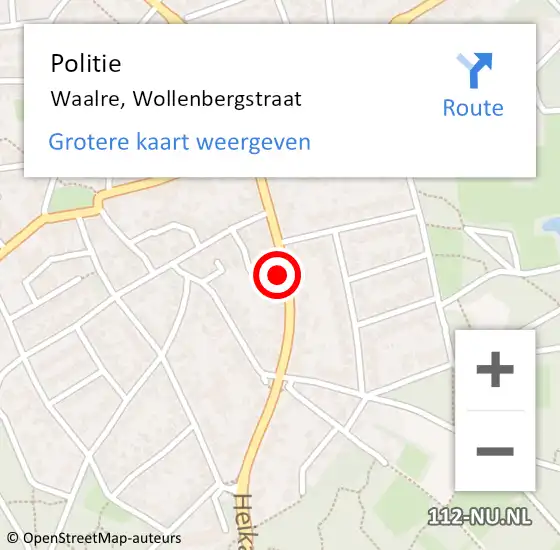 Locatie op kaart van de 112 melding: Politie Waalre, Wollenbergstraat op 20 mei 2023 13:31
