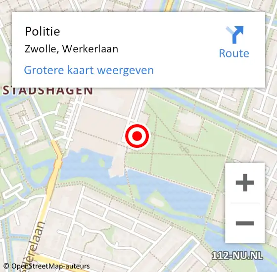Locatie op kaart van de 112 melding: Politie Zwolle, Werkerlaan op 20 mei 2023 13:34