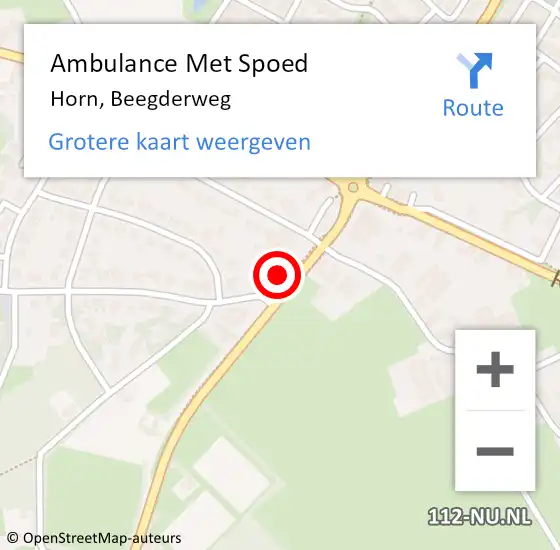 Locatie op kaart van de 112 melding: Ambulance Met Spoed Naar Horn, Beegderweg op 20 mei 2023 13:37