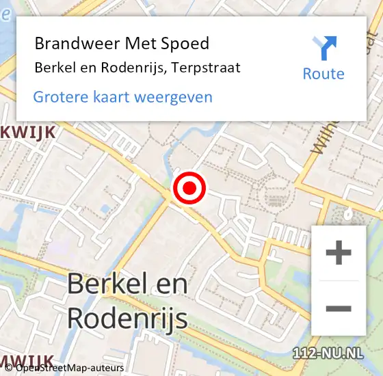 Locatie op kaart van de 112 melding: Brandweer Met Spoed Naar Berkel en Rodenrijs, Terpstraat op 20 mei 2023 14:06