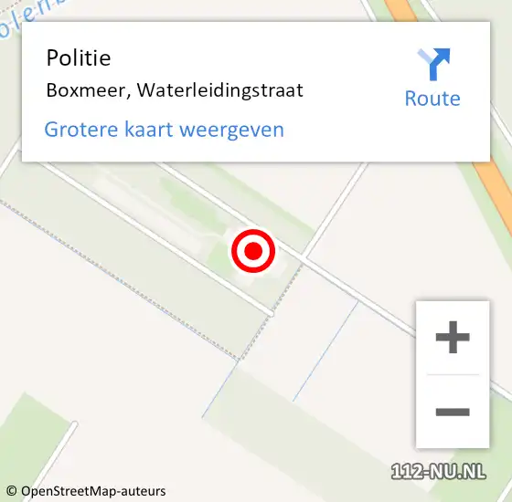 Locatie op kaart van de 112 melding: Politie Boxmeer, Waterleidingstraat op 20 mei 2023 14:11