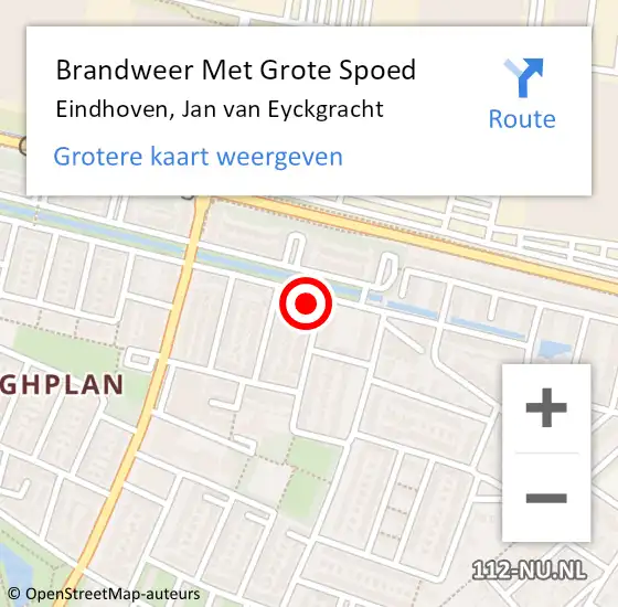 Locatie op kaart van de 112 melding: Brandweer Met Grote Spoed Naar Eindhoven, Jan van Eyckgracht op 20 mei 2023 14:12