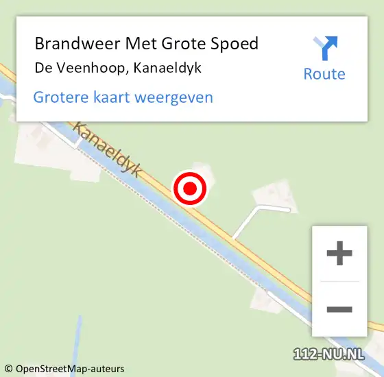 Locatie op kaart van de 112 melding: Brandweer Met Grote Spoed Naar De Veenhoop, Kanaeldyk op 20 mei 2023 14:20