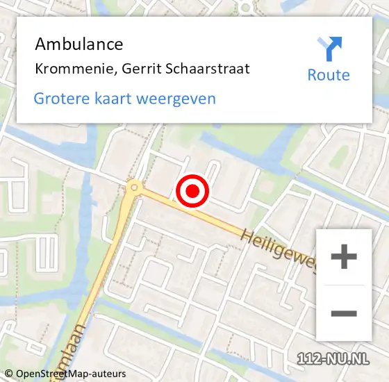 Locatie op kaart van de 112 melding: Ambulance Krommenie, Gerrit Schaarstraat op 20 mei 2023 14:21