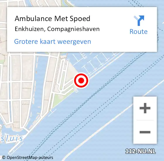 Locatie op kaart van de 112 melding: Ambulance Met Spoed Naar Enkhuizen, Compagnieshaven op 20 mei 2023 14:22