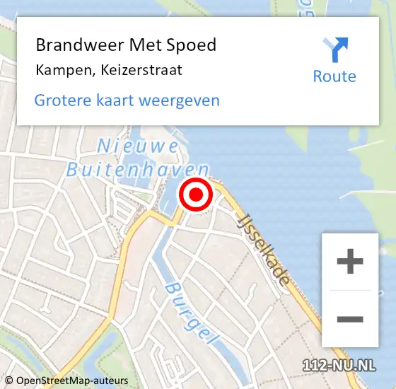 Locatie op kaart van de 112 melding: Brandweer Met Spoed Naar Kampen, Keizerstraat op 20 mei 2023 14:46