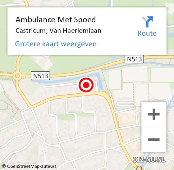 Locatie op kaart van de 112 melding: Ambulance Met Spoed Naar Castricum, Van Haerlemlaan op 20 mei 2023 14:59